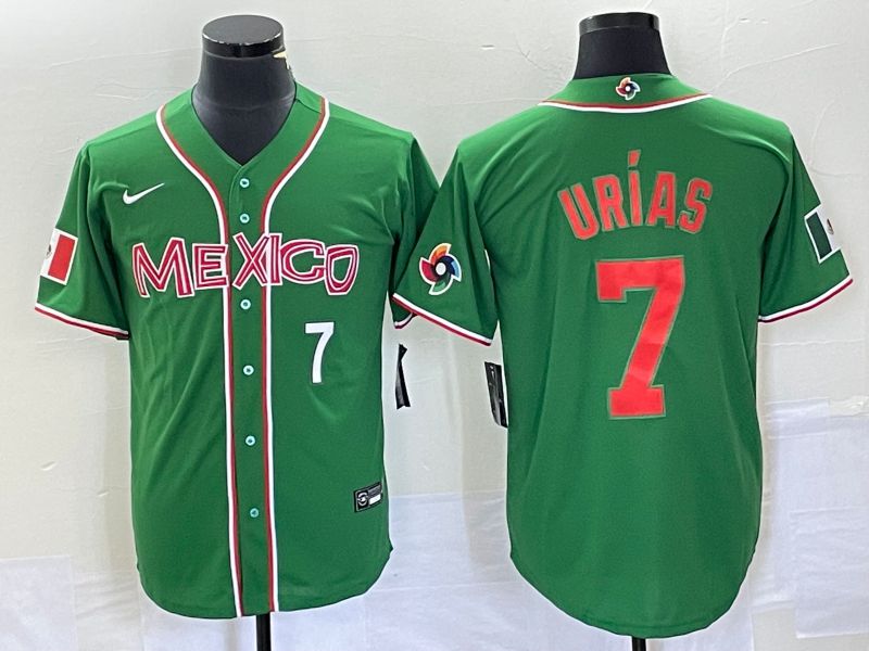 Men 2023 World Cub Mexico #7 Urias Green orange Nike MLB Jersey3->more jerseys->MLB Jersey